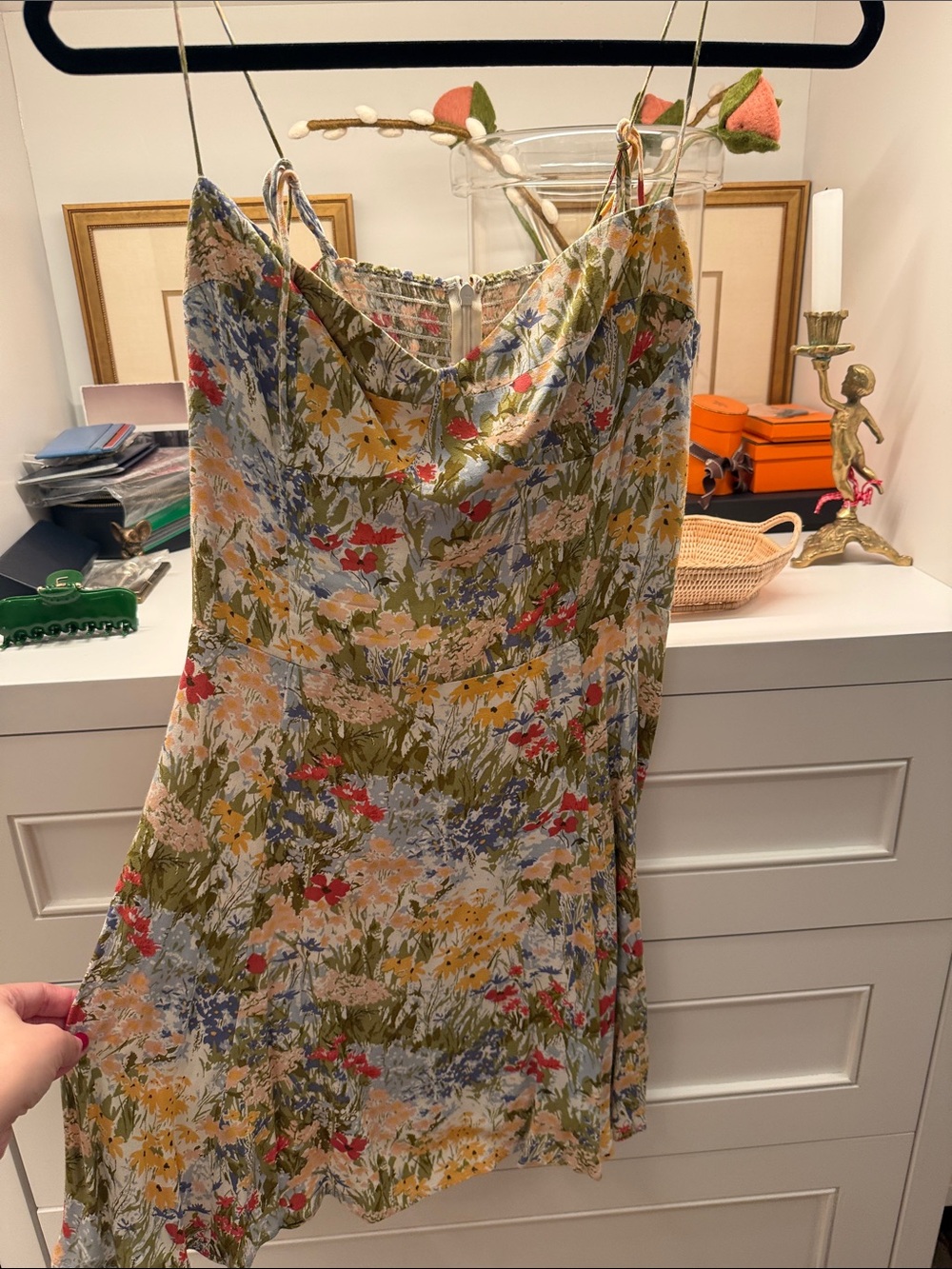 Reformation Olive Multi Floral Slip Dress
